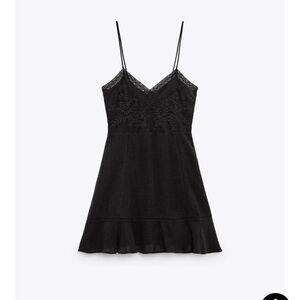 Zara Black Lace Detail Dress - Size M
